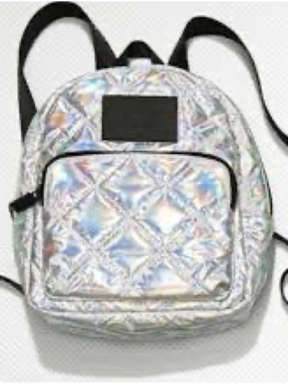 PINK Victoria's Secret Holographic Quilted Mini Backpack - Silver